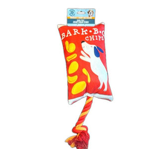 3/$20 Bark B.Q Chips Dog Toy with Braided Rope